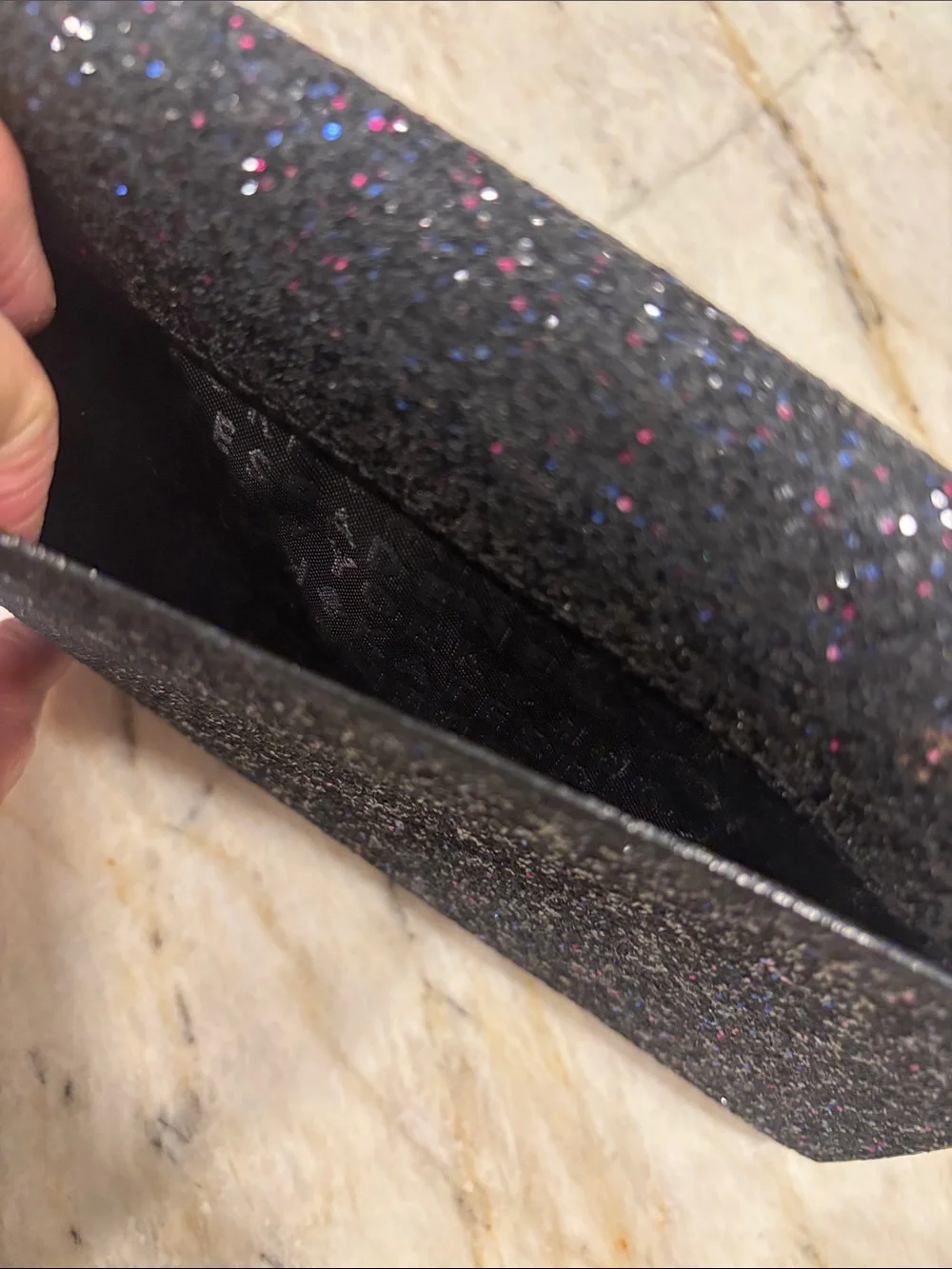 kate spade Black Sparkle Chain Clutch